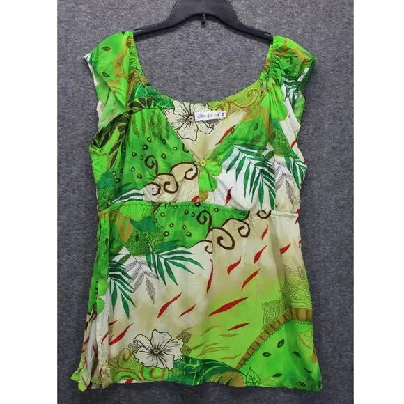 JAMS WORLD Aloha Hawaiian Floral Blouse Women XL - Picture 1 of 5